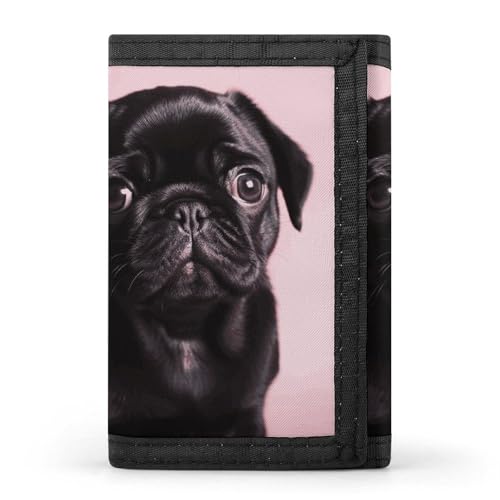 DWTJKMS Niedliche schwarze Mops-Geldbörse, minimalistisch, schmal, dreifach gefaltet, modern, modisch, Anti-Diebstahl-Geldbörse, für Karten und Bargeld DWTJKMS Niedliche schwarze Mops-Geldbörse, minimalistisch, schmal, dreifach gefaltet, modern, modisch, Anti-Diebstahl-Geldbörse, für Karten und Bargeld von DWTJKMS