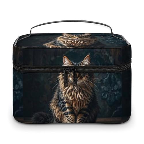 DWTJKMS Niedliche und schöne Make-up-Tasche mit Katze, Kosmetik-Organizer, große tragbare Kapazität, Make-up-Tasche, Reise-Kulturbeutel mit Griff und Trennwand DWTJKMS Niedliche und schöne Make-up-Tasche mit Katze, Kosmetik-Organizer, große tragbare Kapazität, Make-up-Tasche, Reise-Kulturbeutel mit Griff und Trennwand von DWTJKMS
