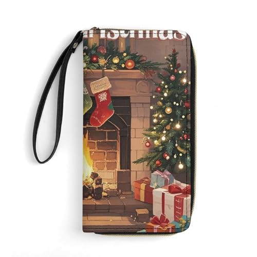 DWTJKMS Observance of Christmas Long Wallet Slim PU Leather Wallets for Men Women Minimalist Wallet with Card Slots, White, 19.7x10.5cm, weiß, 19.7x10.5cm von DWTJKMS