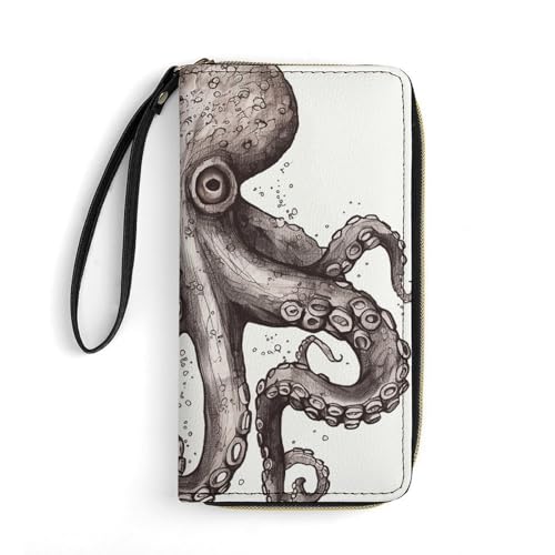 DWTJKMS Octopus Lange Geldbörse, schmal, PU-Leder, für Herren und Damen, minimalistische Geldbörse mit Kartenfächern, Weiß, 19,7 x 10,5 cm, weiß, 19.7x10.5cm DWTJKMS Octopus Lange Geldbörse, schmal, PU-Leder, für Herren und Damen, minimalistische Geldbörse mit Kartenfächern, Weiß, 19,7 x 10,5 cm, weiß, 19.7x10.5cm von DWTJKMS