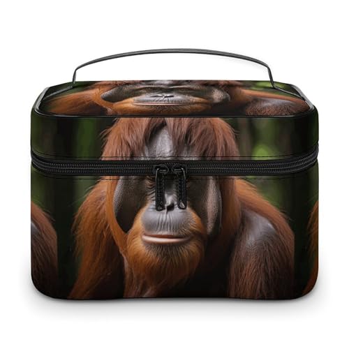 DWTJKMS Orang-Utan Make-up-Tasche, Kosmetik-Organizer, große tragbare Kapazität, Make-up-Tasche für Damen, Reise-Kulturbeutel mit Griff und Trennwand von DWTJKMS
