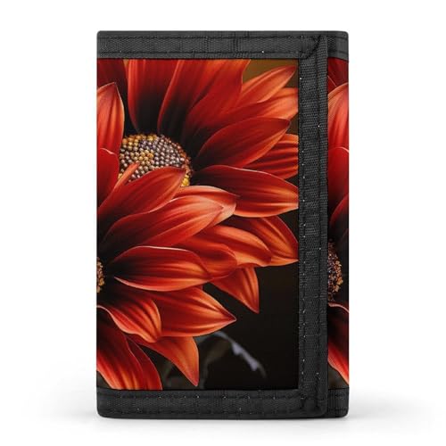 DWTJKMS Rote Sonnenblumen-Geldbörse, minimalistisch, schmal, dreifach gefaltet, modern, modisch, Diebstahlschutz, für Karten und Bargeld DWTJKMS Rote Sonnenblumen-Geldbörse, minimalistisch, schmal, dreifach gefaltet, modern, modisch, Diebstahlschutz, für Karten und Bargeld von DWTJKMS