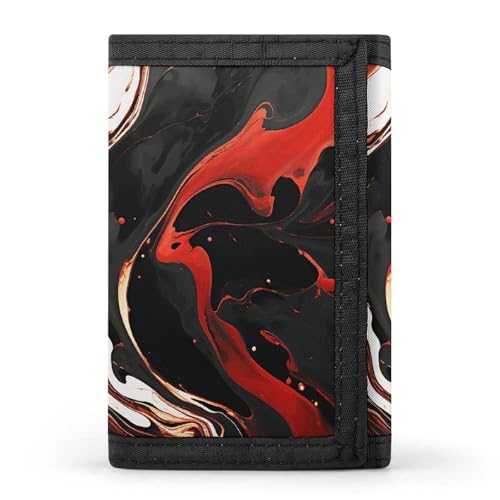 DWTJKMS Schwarz-rote Marmor-Geldbörse, minimalistisch, schmal, dreifach gefaltet, modern, modisch, Anti-Diebstahl-Geldbörse, für Karten und Bargeld DWTJKMS Schwarz-rote Marmor-Geldbörse, minimalistisch, schmal, dreifach gefaltet, modern, modisch, Anti-Diebstahl-Geldbörse, für Karten und Bargeld von DWTJKMS