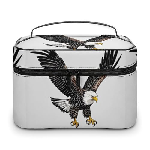 DWTJKMS Sketch of Glatzenadler Tauchen Make-up-Tasche, Kosmetik-Organizer, große tragbare Kapazität, Make-up-Tasche, Damen, Reise-Kulturbeutel mit Griff und Trennwand von DWTJKMS