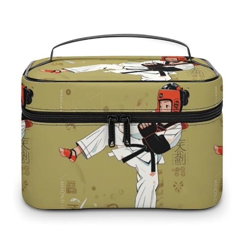 DWTJKMS Taekwondo-Design Make-up-Tasche, Kosmetik-Organizer, große tragbare Kapazität, Make-up-Tasche, Damen, Reise-Kulturbeutel mit Griff und Trennwand DWTJKMS Taekwondo-Design Make-up-Tasche, Kosmetik-Organizer, große tragbare Kapazität, Make-up-Tasche, Damen, Reise-Kulturbeutel mit Griff und Trennwand von DWTJKMS