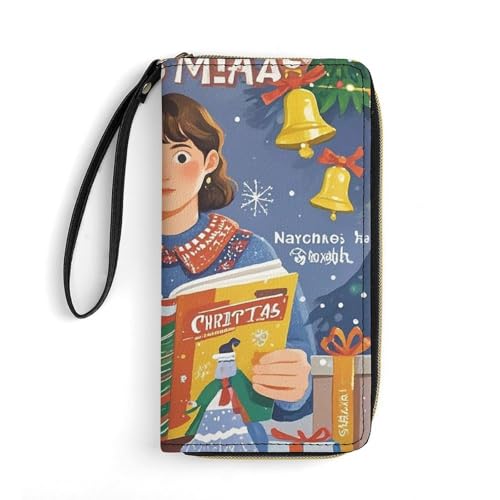 DWTJKMS Watch Christmas Long Wallet Slim PU Leather Wallets for Men Women Minimalist Wallet with Card Slots, White, 19.7x10.5cm, weiß, 19.7x10.5cm von DWTJKMS