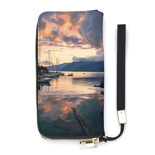 Evening in Vancouver Long Wallet Slim PU Leather Wallets for Men Women Minimalist Wallet with Card Slots, White, 20x10.5cm, weiß, 20x10.5cm von DWTJKMS