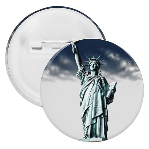 Freiheitsstatue Weißblech-Brosche, personalisierbar, rund, großer Bastelknopf, geeignet für Lehrer, Krankenschwestern, Ärzte, Mitarbeiter, Party-Geschenkzubehör, 12PCS, Kunststoff, Kunststoff von DWTJKMS