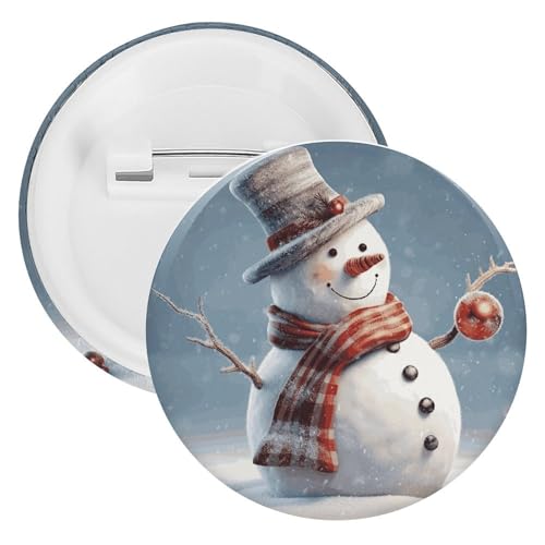 Lustiger Weihnachts-Schneemann-Brosche, Weißblech, personalisierbar, rund, großer Bastelknopf, geeignet für Lehrer, Krankenschwestern, Ärzte, Mitarbeiter, Party-Geschenkzubehör, 20PCS, Kunststoff von DWTJKMS