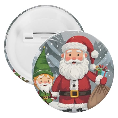 Traditionelle Weihnachts-Brosche aus Weißblech, personalisierbar, rund, großer Bastelknopf, geeignet für Lehrer, Krankenschwestern, Ärzte, Mitarbeiter, Party-Geschenkzubehör, 12PCS, Kunststoff von DWTJKMS
