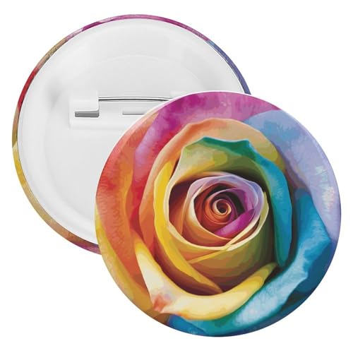 Weißblech-Brosche mit Regenbogen-Rose, personalisierbar, rund, großer Bastelknopf, geeignet für Lehrer, Krankenschwestern, Ärzte, Mitarbeiter, Party-Geschenkzubehör, 20PCS, Kunststoff, Kunststoff von DWTJKMS