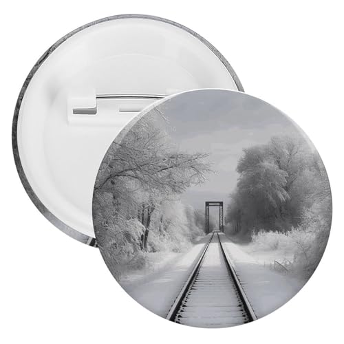 Weißblech-Brosche mit verschneiten Zugbahnen, personalisierbar, rund, großer Bastelknopf, geeignet für Lehrer, Krankenschwestern, Ärzte, Mitarbeiter, Party-Geschenkzubehör, 1 Stpck, Kunststoff von DWTJKMS