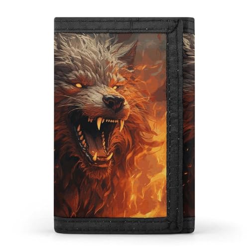 Wild Wolf in The Fire Geldbörse, minimalistisch, schmal, dreifach gefaltet, modern, modisch, Diebstahlschutz, für Karten und Bargeld Wild Wolf in The Fire Geldbörse, minimalistisch, schmal, dreifach gefaltet, modern, modisch, Diebstahlschutz, für Karten und Bargeld von DWTJKMS