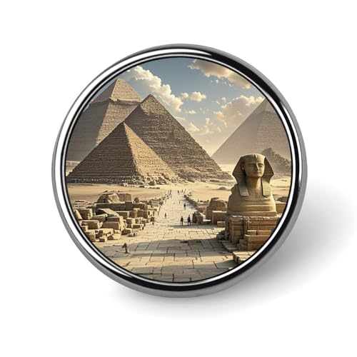 Ägyptische Pyramiden, rundes Abzeichen, Brosche, leicht, Revers, Krawattennadeln, einzigartiges Geschenk, Metall-Brosche, Abzeichen für Hut, Hemd, Kleidung, Taschen, Dekoration Ägyptische Pyramiden, rundes Abzeichen, Brosche, leicht, Revers, Krawattennadeln, einzigartiges Geschenk, Metall-Brosche, Abzeichen für Hut, Hemd, Kleidung, Taschen, Dekoration von DWVSFJM