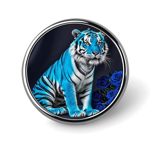 Blaue Rose Tiger Runde Abzeichen Brosche Leichte Revers Krawattennadeln Einzigartige Geschenke Metall Brosche Abzeichen für Hut Hemd Kleidung Taschen Dekoration von DWVSFJM