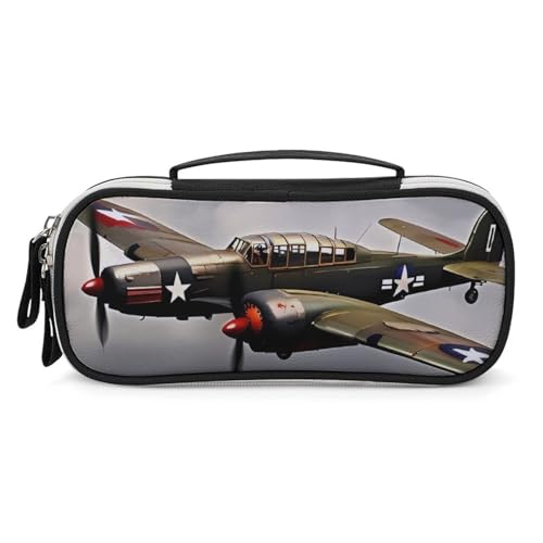 DWVSFJM Federmäppchen aus PU-Leder, wasserdicht, tragbar, Make-up-Tasche mit Reißverschluss, 2. Weltkrieg, Flugzeug-Bleistifttasche für Bürobedarf, Make-up-Tasche DWVSFJM Federmäppchen aus PU-Leder, wasserdicht, tragbar, Make-up-Tasche mit Reißverschluss, 2. Weltkrieg, Flugzeug-Bleistifttasche für Bürobedarf, Make-up-Tasche von DWVSFJM