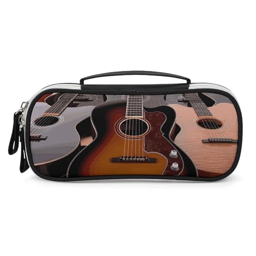 DWVSFJM Federmäppchen aus PU-Leder, wasserdicht, tragbar, Make-up-Tasche mit Reißverschluss, Gitarren-Bleistifttasche für Bürobedarf, Make-up-Tasche DWVSFJM Federmäppchen aus PU-Leder, wasserdicht, tragbar, Make-up-Tasche mit Reißverschluss, Gitarren-Bleistifttasche für Bürobedarf, Make-up-Tasche von DWVSFJM