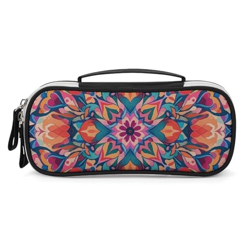 DWVSFJM Federmäppchen aus PU-Leder, wasserdicht, tragbar, Make-up-Tasche mit Reißverschluss, buntes symmetrisches Muster, Federmäppchen für Bürobedarf, Make-up-Tasche DWVSFJM Federmäppchen aus PU-Leder, wasserdicht, tragbar, Make-up-Tasche mit Reißverschluss, buntes symmetrisches Muster, Federmäppchen für Bürobedarf, Make-up-Tasche von DWVSFJM