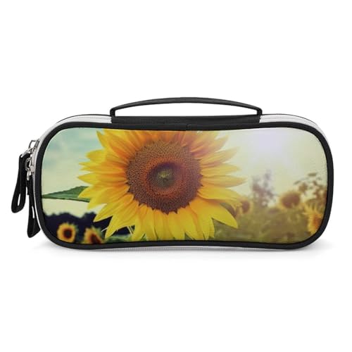 DWVSFJM Federmäppchen aus PU-Leder, wasserdicht, tragbar, Make-up-Tasche mit Reißverschluss, schöne Sonnenblumen-Bleistifttasche für Bürobedarf, Make-up-Tasche DWVSFJM Federmäppchen aus PU-Leder, wasserdicht, tragbar, Make-up-Tasche mit Reißverschluss, schöne Sonnenblumen-Bleistifttasche für Bürobedarf, Make-up-Tasche von DWVSFJM
