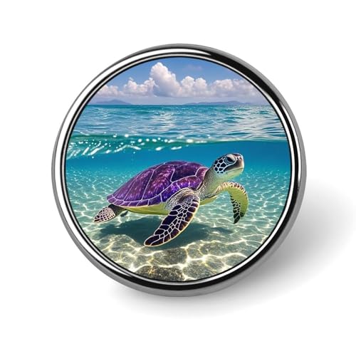 Hawaii mit lila Meeresschildkröte, rundes Abzeichen, Brosche, leicht, Revers, Krawattennadeln, einzigartiges Geschenk, Metallbrosche, Abzeichen für Hut, Hemd, Kleidung, Taschen, Dekoration Hawaii mit lila Meeresschildkröte, rundes Abzeichen, Brosche, leicht, Revers, Krawattennadeln, einzigartiges Geschenk, Metallbrosche, Abzeichen für Hut, Hemd, Kleidung, Taschen, Dekoration von DWVSFJM