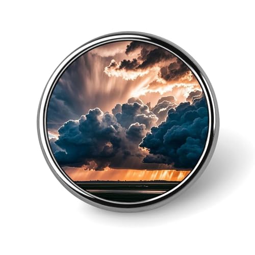 Magnificent Rainstorm Cloud Round Badge Brosche Leichte Revers Krawattennadeln Einzigartige Geschenke Metall Brosche Abzeichen für Hut Hemd Kleidung Taschen Dekoration von DWVSFJM