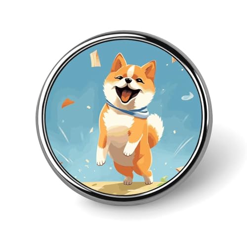 Niedliche Shiba Inu runde Brosche, leicht, Revers, Krawattennadeln, einzigartiges Geschenk, Metall-Brosche, Abzeichen für Hut, Hemd, Kleidung, Taschen, Dekoration von DWVSFJM