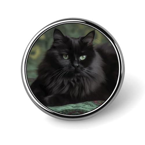 Runde Brosche mit Katze, die auf Decke liegt, leicht, Revers, Krawattennadeln, einzigartiges Geschenk, Metall-Brosche, Abzeichen für Hut, Hemd, Kleidung, Taschen, Dekoration von DWVSFJM