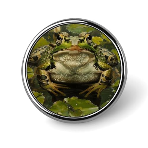 Runde Brosche mit Lilien- und Froschmotiv, leicht, Revers, Krawattennadeln, einzigartiges Geschenk, Metall-Brosche, Abzeichen für Hut, Hemd, Kleidung, Taschen, Dekoration von DWVSFJM