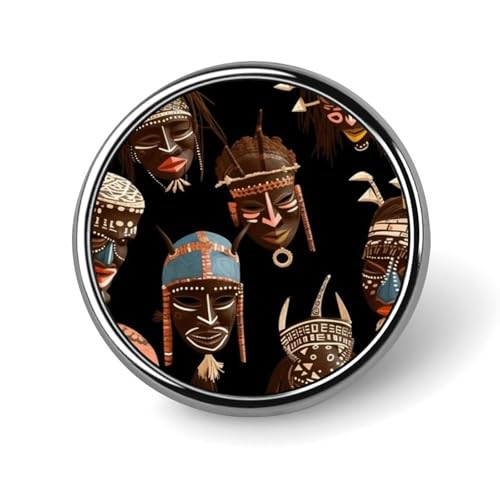 Runde Brosche mit afrikanischem Ritual, ethnischer Stammesabzeichen, leicht, Revers, Krawattennadeln, einzigartiges Geschenk, Metall-Brosche, Abzeichen für Hut, Hemd, Kleidung, Taschen, Dekoration von DWVSFJM