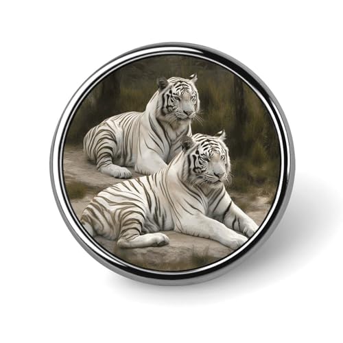 Runde Brosche mit weißen Tigern, leicht, Revers, Krawattennadeln, einzigartiges Geschenk, Metall-Brosche, Abzeichen für Hut, Hemd, Kleidung, Taschen, Dekoration Runde Brosche mit weißen Tigern, leicht, Revers, Krawattennadeln, einzigartiges Geschenk, Metall-Brosche, Abzeichen für Hut, Hemd, Kleidung, Taschen, Dekoration von DWVSFJM