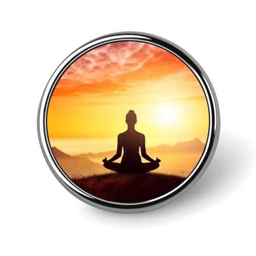 Runde Yoga-Meditations-Brosche, leicht, Revers, Krawattennadeln, einzigartiges Geschenk, Metall-Brosche, Abzeichen für Hut, Hemd, Kleidung, Taschen, Dekoration von DWVSFJM