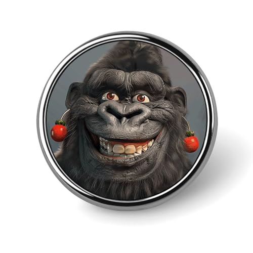 Smiling Gorilla Foto Runde Abzeichen Brosche Leichte Revers Krawattennadeln Einzigartige Geschenke Metall Brosche Abzeichen für Hut Hemd Kleidung Taschen Dekoration von DWVSFJM