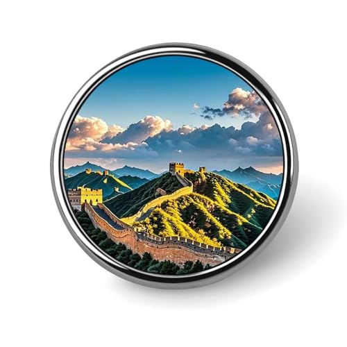 The Great Wall of China Round Badge Brosche Leichte Revers Krawattennadeln Einzigartige Geschenke Metall Brosche Abzeichen für Hut Hemd Kleidung Taschen Dekoration von DWVSFJM
