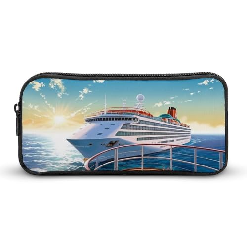 DWVTFSM Federmäppchen, Motiv: Sommerkreuzfahrt, großes Fassungsvermögen, niedliches Federmäppchen, Make-up-Kosmetiktasche für Damen und Herren von DWVTFSM