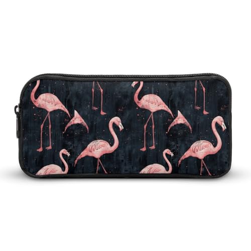 DWVTFSM Federmäppchen im Flamingo-Stil, großes Fassungsvermögen, niedliches Federmäppchen, Make-up-Kosmetiktasche für Damen und Herren, Pfirsichfarben von DWVTFSM