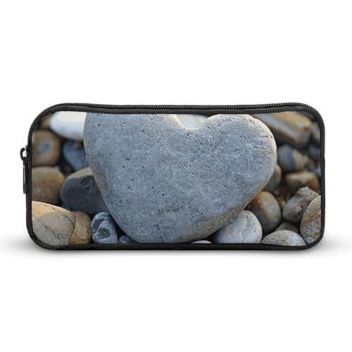 DWVTFSM Federmäppchen in Herzform mit Kieselsteinen, großes Fassungsvermögen, niedliches Federmäppchen, Make-up-Kosmetiktasche für Damen und Herren von DWVTFSM