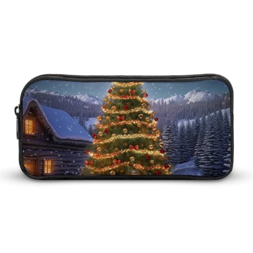 DWVTFSM Federmäppchen mit Weihnachtsbaum, großes Fassungsvermögen, niedliches Federmäppchen, Make-up-Kosmetiktasche für Damen und Herren von DWVTFSM