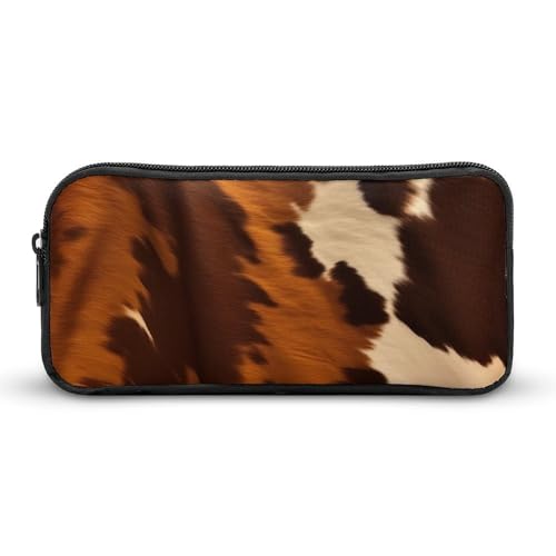 DWVTFSM Federmäppchen mit abstraktem Kuhhaut, großes Fassungsvermögen, niedliches Federmäppchen, Make-up-Kosmetiktasche für Damen und Herren von DWVTFSM