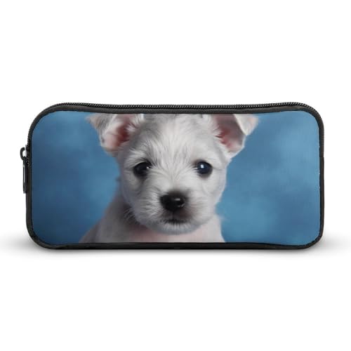 DWVTFSM Federmäppchen mit blauem Rosenmotiv, großes Fassungsvermögen, niedliches Federmäppchen, Make-up-Kosmetiktasche für Damen und Herren von DWVTFSM