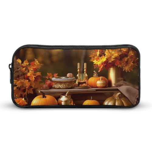 DWVTFSM Federmäppchen mit goldenem Herbst, großes Fassungsvermögen, niedliches Federmäppchen, Make-up-Kosmetiktasche für Damen und Herren von DWVTFSM