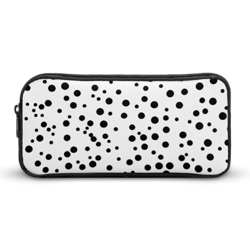 DWVTFSM Federmäppchen mit weißen Punkten, großes Fassungsvermögen, niedliches Federmäppchen, Make-up-Kosmetiktasche für Damen und Herren, Schwarz und Weiß DWVTFSM Federmäppchen mit weißen Punkten, großes Fassungsvermögen, niedliches Federmäppchen, Make-up-Kosmetiktasche für Damen und Herren, Schwarz und Weiß von DWVTFSM