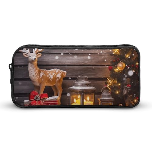 DWVTFSM Frohe Weihnachten Holzbrett Kerze Hirsch Federmäppchen Stiftetasche Große Kapazität Niedlich Federmäppchen Make-up Kosmetiktasche für Damen Herren DWVTFSM Frohe Weihnachten Holzbrett Kerze Hirsch Federmäppchen Stiftetasche Große Kapazität Niedlich Federmäppchen Make-up Kosmetiktasche für Damen Herren von DWVTFSM