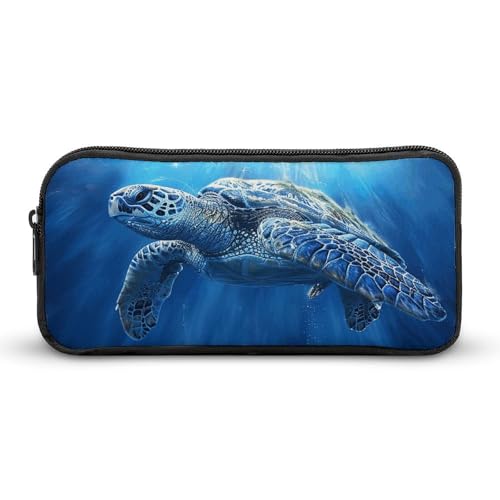 DWVTFSM Seaturtles Federmäppchen, großes Fassungsvermögen, niedliches Federmäppchen, Make-up-Kosmetiktasche für Damen und Herren, Tiefblau von DWVTFSM