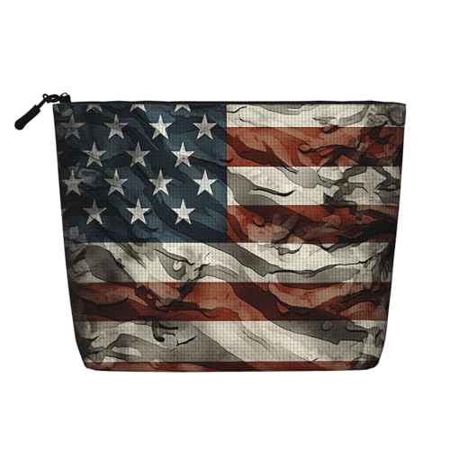 Dwvtfsm Amerikanische Make-up-Tasche für Damen, wasserdicht, Leinen, Reise-Kosmetik-Organizer, leichter Reißverschluss, Reise-Kulturbeutel, Organizer, Make-up-Pinsel, Aufbewahrungstasche von DWVTFSM