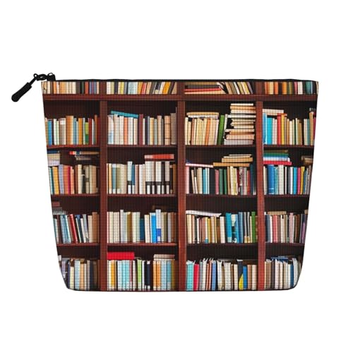 Dwvtfsm Bücher-Make-up-Tasche für Damen, wasserdicht, Leinen, Reise-Kosmetik-Organizer, leichter Reißverschluss, Reise-Kulturbeutel, Organizer, Make-up-Pinsel, Aufbewahrungstasche von DWVTFSM
