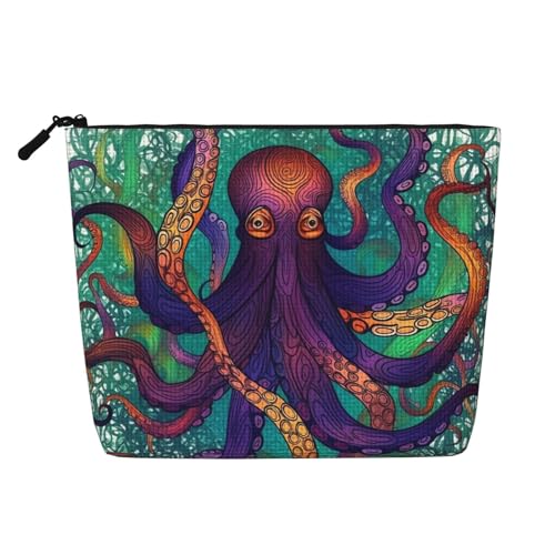 Dwvtfsm Bunte Oktopus-Make-up-Tasche für Damen, wasserdicht, Leinen, Reise-Kosmetik-Organizer, leichter Reißverschluss, Reise-Kulturbeutel, Organizer, Make-up-Pinsel, Aufbewahrungstasche Dwvtfsm Bunte Oktopus-Make-up-Tasche für Damen, wasserdicht, Leinen, Reise-Kosmetik-Organizer, leichter Reißverschluss, Reise-Kulturbeutel, Organizer, Make-up-Pinsel, Aufbewahrungstasche von DWVTFSM