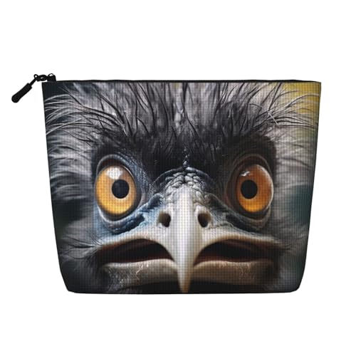 Dwvtfsm Emu Make-up-Tasche für Damen, wasserdicht, Leinen, Reise-Kosmetik-Organizer, leichter Reißverschluss, Reise-Kulturbeutel, Organizer, Make-up-Pinsel, Aufbewahrungstasche von DWVTFSM