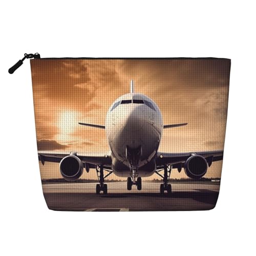 Dwvtfsm Flugzeug-Make-up-Tasche für Damen, wasserdicht, Leinen, Reise-Kosmetik-Organizer, leichter Reißverschluss, Reise-Kulturbeutel, Organizer, Make-up-Pinsel, Aufbewahrungstasche von DWVTFSM