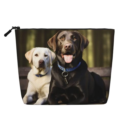 Dwvtfsm Labrador Make-up-Tasche für Damen, wasserdicht, Leinen, Reise-Kosmetik-Organizer, leichter Reißverschluss, Reise-Kulturbeutel, Organizer, Make-up-Pinsel, Aufbewahrungstasche von DWVTFSM