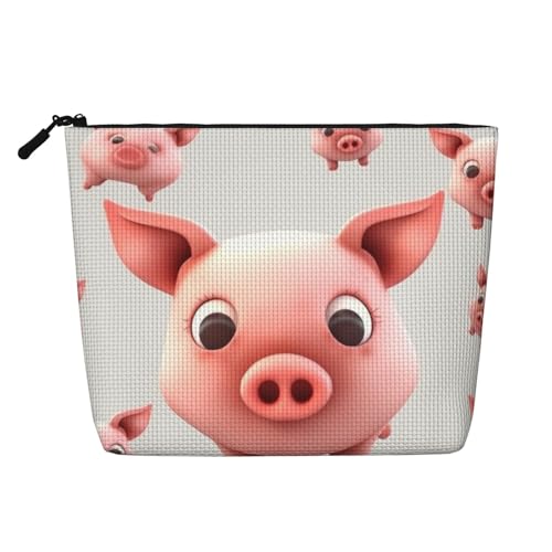 Dwvtfsm Lächelnde Make-up-Tasche für Damen, wasserdicht, Leinen, Reise-Kosmetik-Organizer, leichter Reißverschluss, Reise-Kulturbeutel, Organizer, Make-up-Pinsel, Aufbewahrungstasche von DWVTFSM